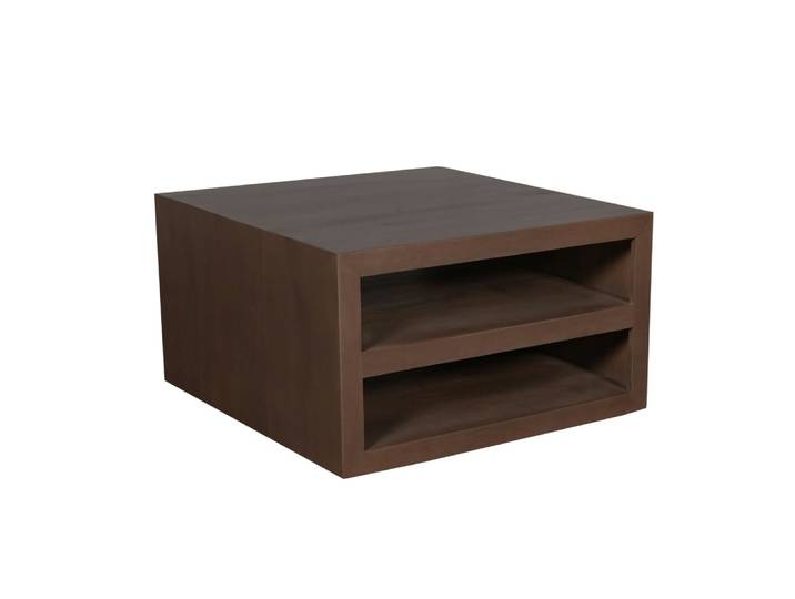 Table basse carrée effet noyer avec rangement