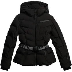 Superdry, Damen, Skijacke, Luxe Ski Steppjacke mit Gürtel (XS), Schwarz