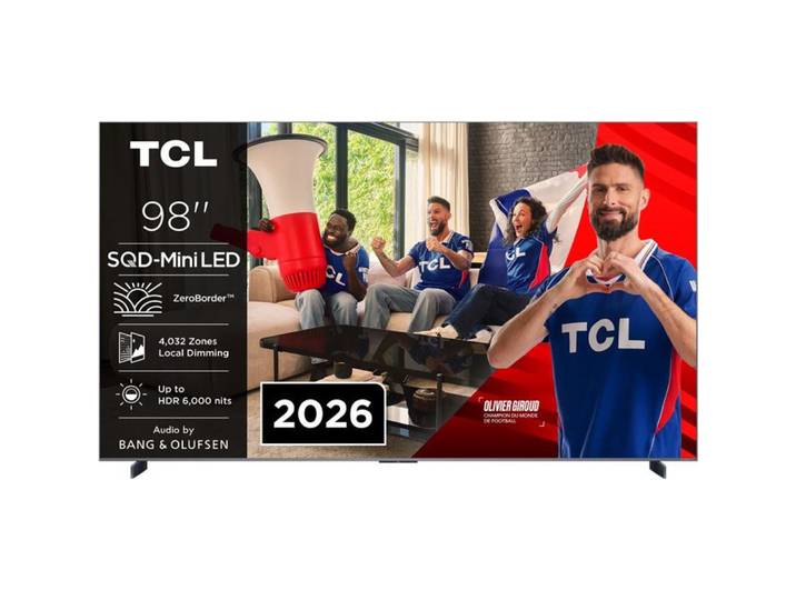 Tcl – Téléviseur 98 Pouces Sqd Mini Led 4k Google Tv – 120 Hz Natif\, Vrr Jusqu’à 144 Hz\, 4 Hdmi 2.1\, Dolby Atmos – 6000 Cd/m²