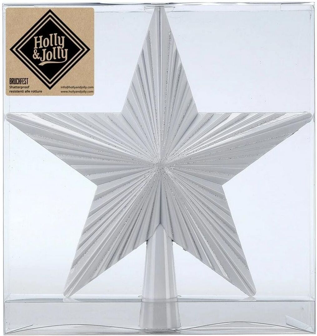 Christbaumschmuck "Holly & Jolly Baumspitze Shellac 20 cm", weiß, H:20cm, Weihnachtsbaumschmuck, Christbaumschmuck weiß Einheitsgröße