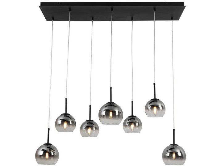 Novel Hängeleuchte, Schwarz, Chromfarben, Metall, Kunststoff, Glas, 31x120x110 cm, Lampen & Leuchten, Innenbeleuchtung, Hängelampen, Pendelleuchte