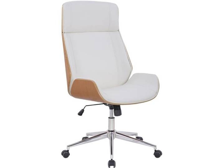 -CLP-Fauteuil de bureau Varel en similicuir avec coque de siège en bois-Array