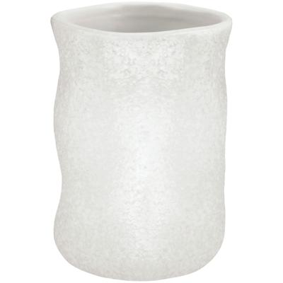 Zahnputzbecher KLEINE WOLKE "Crinkle", weiß, B:7,8cm H:10,9cm L:7,8cm, Steinzeug, Zahnputzbecher