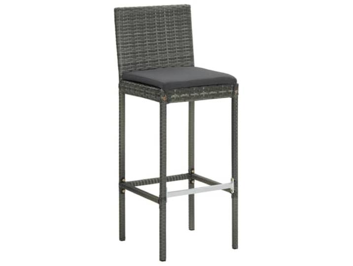 MNCVXAXG Barhocker mit Kissen 2 Stück grau aus Polyrattan und Stahl Sitzhöhe 76 cm, Kissen anthrazit, abnehmbarer Bezug, Stoff 100% Polyester, für den Außenbereich, max. 110 kg