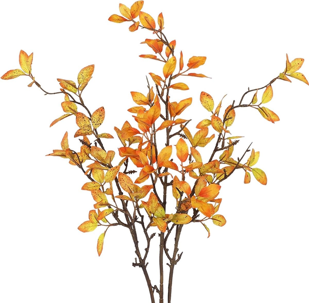 CEWUDA 3 kunstmatige herfsttakken met magnolia-bladeren in herfstrood
