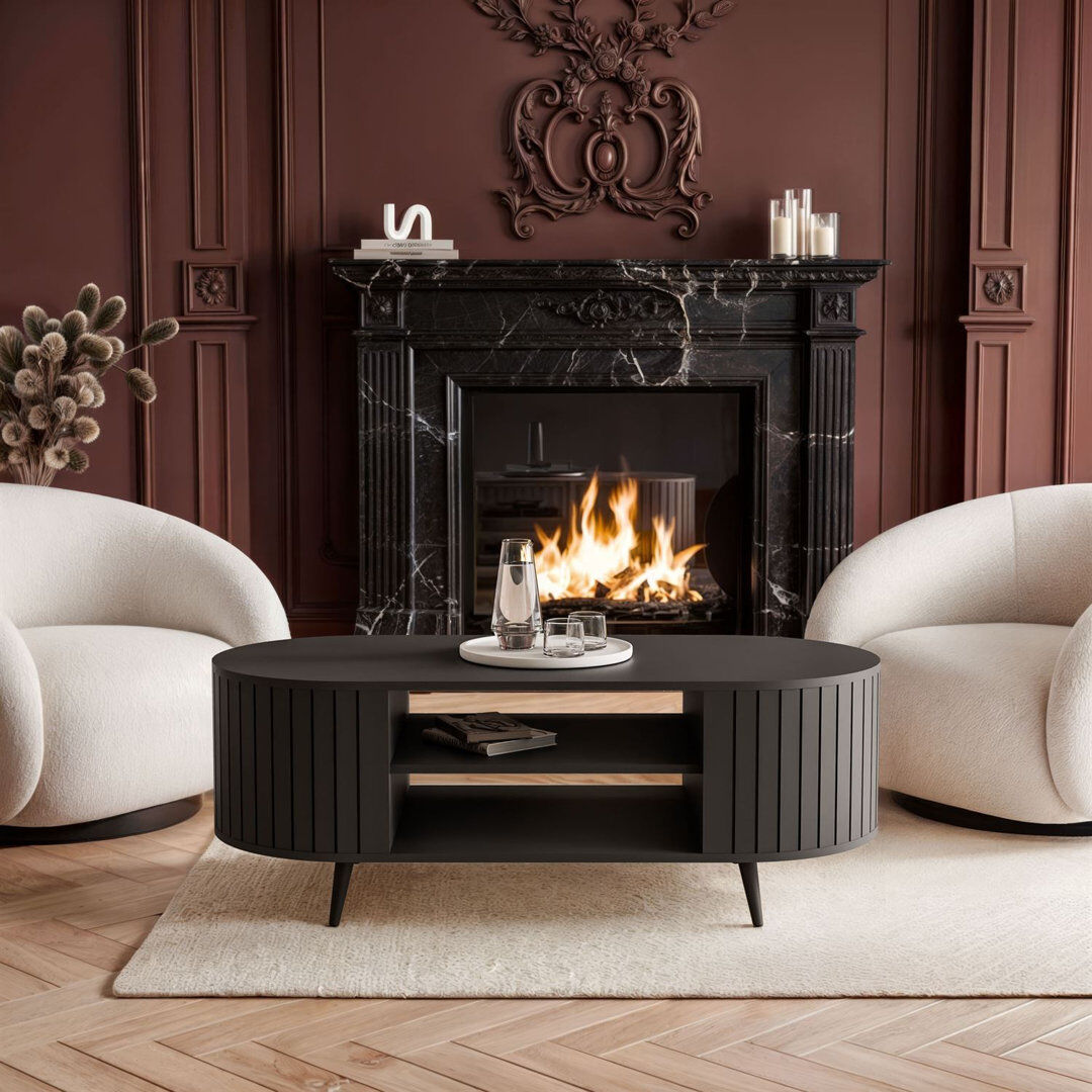 George Oliver Coffee Table with Storage Black/Black