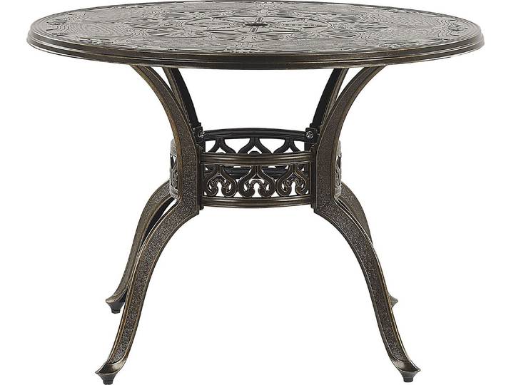 BELIANI Gartentisch Dunkelbraun Aluminium Rund Retro-Optik Bistro Gartenmöbel