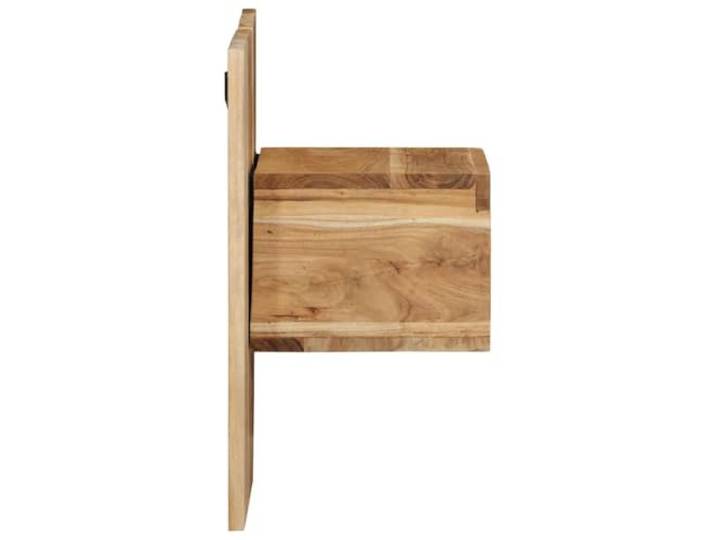 KTHLBRH Nachttisch 50 x 27 x 50 cm aus massivem Akazienholz, 2 Stück Wanddesign, großer Stauraum, stabil und langlebig, natürliches Finish