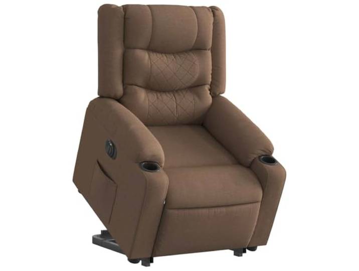 LPERTGFHU Relaxsessel Elektrisch mit Aufstehhilfe & Liegefunktion Braun Integrierter Motor, Seitliche Tasche, Stabile Holz-Metall-Konstruktion