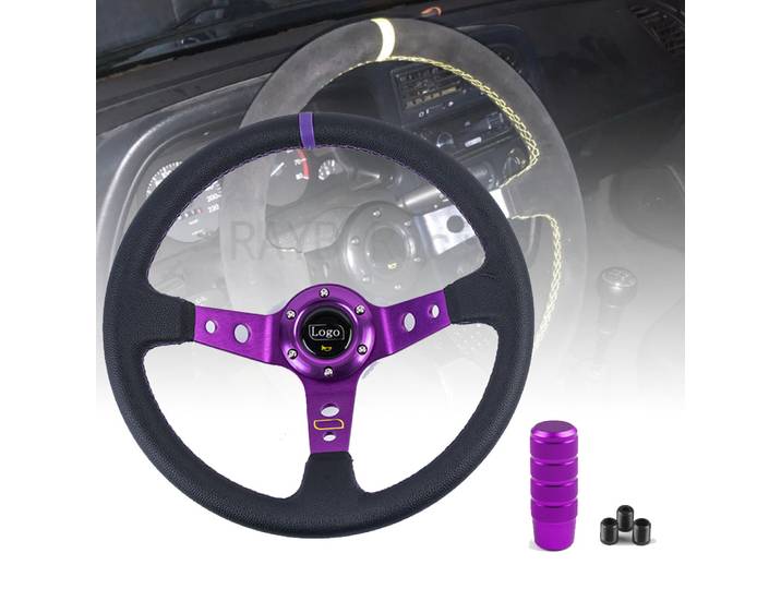 Volant de Sport universel en PVC avec pommeau de levier de vitesse, 14 pouces, 350mm
