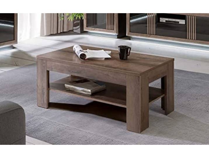Forte Savona Couchtisch 110, moderner Sofatisch, Wohnzimmertisch, Holzwerkstoff, Edeleiche Holzdekor, 110 cm breit x 45,5 cm hoch x 60 cm tief