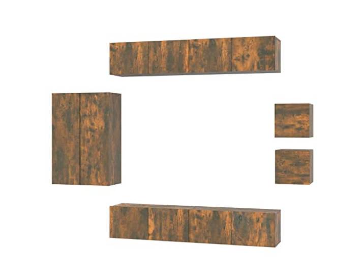 vidaXL 8-delige Tv-meubelset bewerkt hout gerookt eikenkleurig, tv-meubel, hifi-kast, tv kast, hifi-meubel, media-kast, tv meubel, hifi meubel