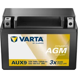 BVD VARTA Dynamic AUX9 Batterie 509106013K262, AUX9, 12 V, 9Ah, 130 A