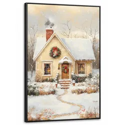 LEINWAND Bilder mit Rahmen - Weihnachten - Zuhause - Winter - Schnee - 80x120