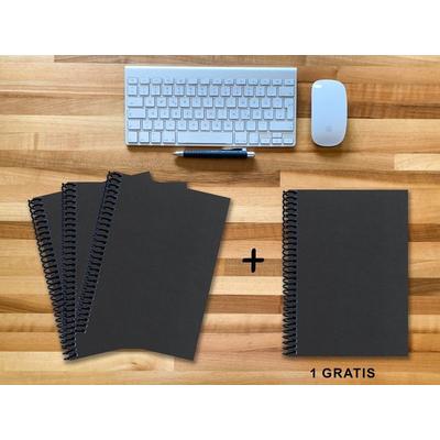 A 4 Notizbuch - Set, 3+1 gratis, Luxury 80 Seiten SCHWARZ ONYX GLITTER-OPTIK, to do