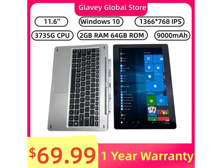 Tablette PC T10 11,6'' Windows 10 1560XTS Quad Core 2 Go de RAM 64 Go de ROM 1366*768 IPS Intel Atom 3735G avec HDMI Compatible