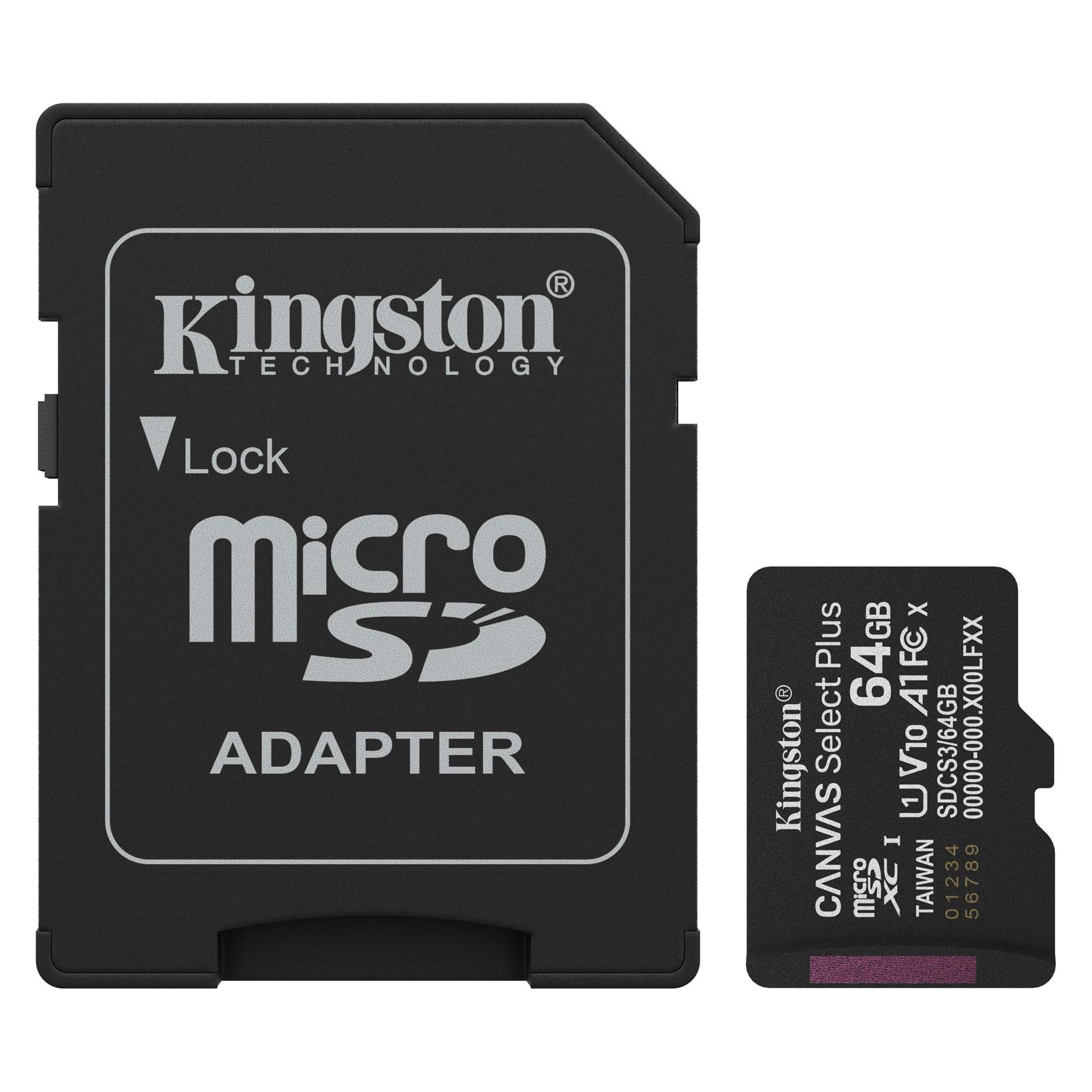 Kingston Canvas Select Plus (64 GB, microSDXC, SD, U1, UHS-I) (SDCS3/64GB)