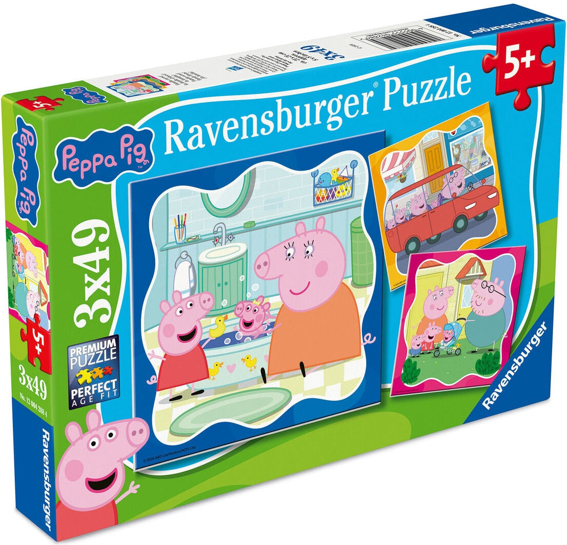 Ravensburger Peppa Pig Family Firsts 3 x 49 Piece Jigsaw Puzzles for Kids, Ages 5+