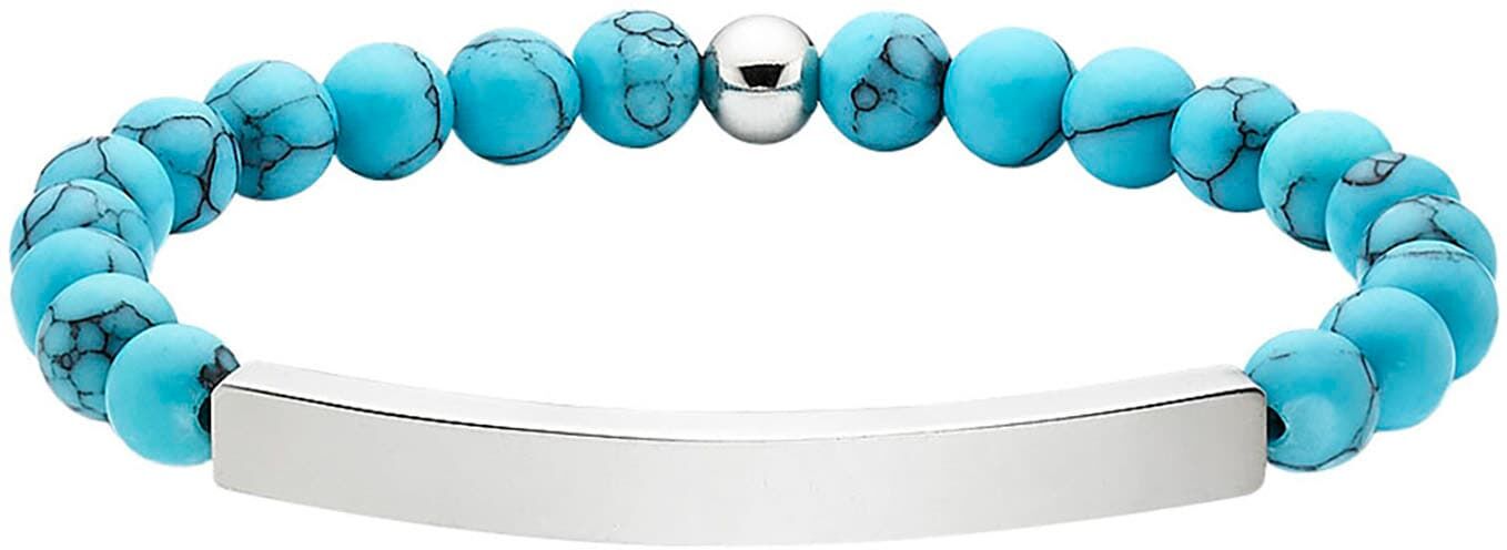 Armband "Schmuck Geschenk flexibles Armband", blau (edelstahlfarben, blau, blau), ANISTON JEWELRY & WATCHES, Armbänder, Mädchen, 15,5cm, Edelstahl, Armband, mit Aventurin oder Türkis-Imitat edelstahlfarben, blau, blau 15,5cm, Edelstahl
