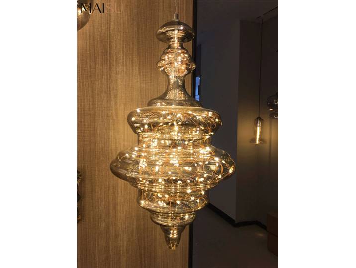 Lustre en cristal postmoderne, luminaire suspendu en cuivre et verre de luxe, pour salle à manger, chambre, salon, villa, restaurant, bar, décoration