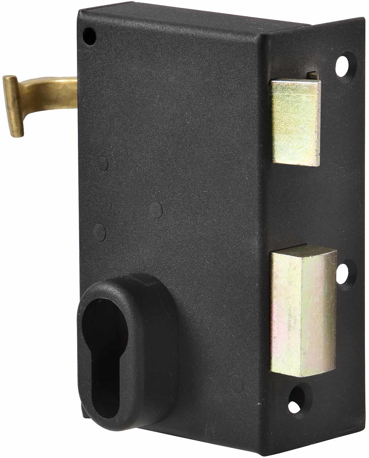 Serrure monopoint en applique verticale à tirage avec gâche 116 x 70 mm époxy noir JPM 127500-01-21