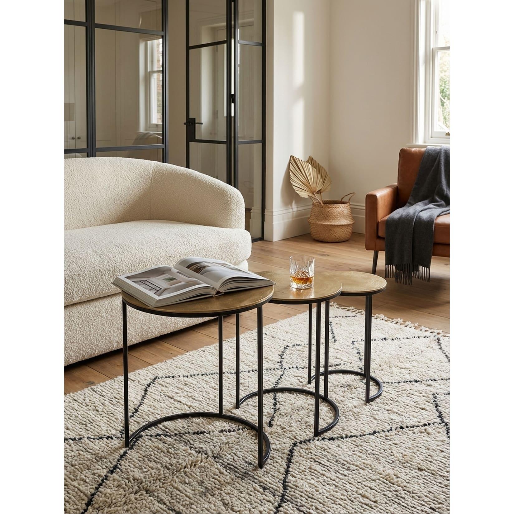 Beistelltisch Set – 3-teilig Rund Aluminium Gold Schwarz Design