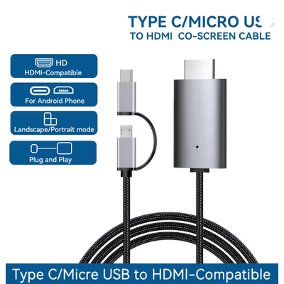 LD39 Wireless Screen Mirroring TV Stick Type C To HDMI Streaming Adapter gray