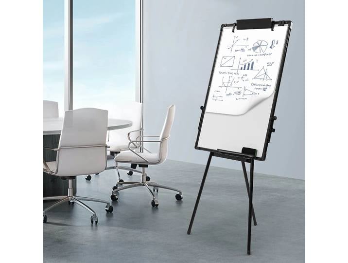 Support pour tableau blanc, tableau à rabat, trépied, 91x61 cm, trépied réglable en hauteur, tableau blanc magnétique, lingette sèche