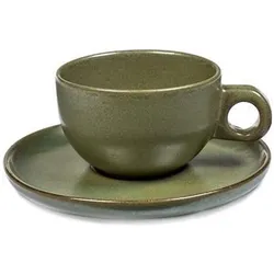 Serax, Tasse, Sergio Herman Surface camogreen kop + schotel cappuccino (set van 4) (200 ml, 4x)