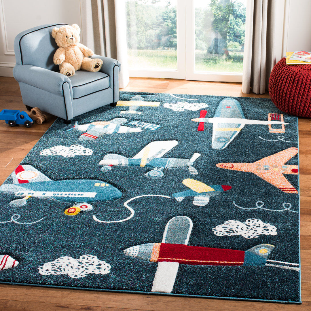 Isabelle & Max Haysi Abstract Area Rug Navy/Ivory Rectangle 160 x 229 cm