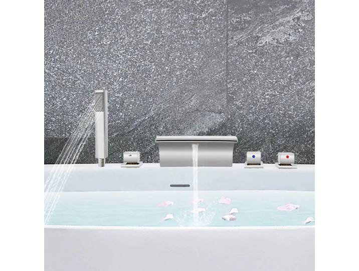 Ensemble de robinets en cascade, jet à main, robinet de baignoire, robinet de salle de bains et de cuisine, argent, robinet pour bains