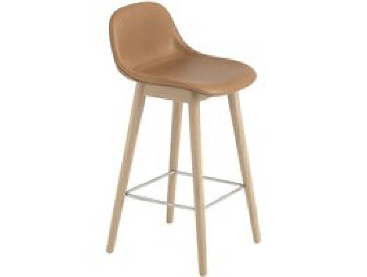 Muuto - Fiber Barhocker mit Rückenlehne Holzgestell