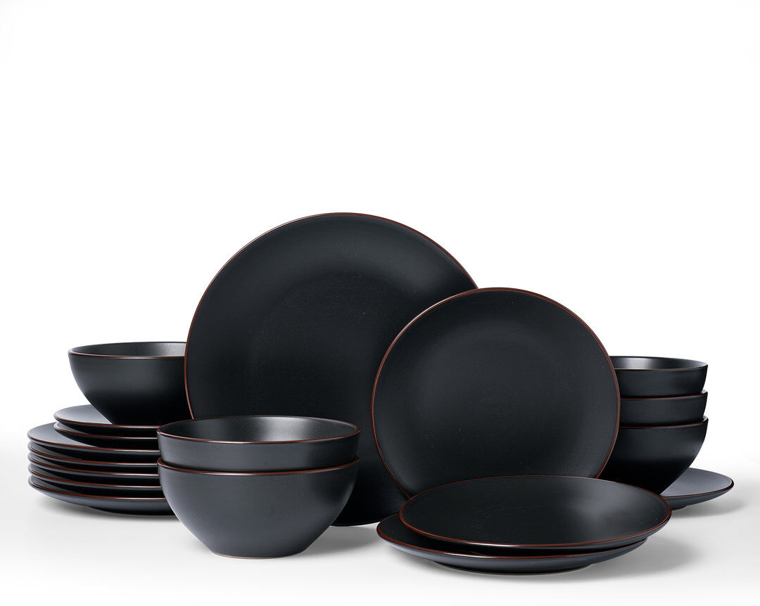 Latitude Run Stoneware Dinnerware Set Piece - Service for 6 Matte Black