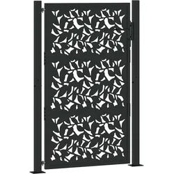 vidaXL Gartentor Schwarz 105x155 cm Stahl Blatt-Design
