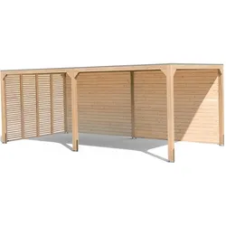Karibu Pavillon »Markaska« mit Leimholz-Balken und Dacheindeckung - 627x320x239cm - braun -