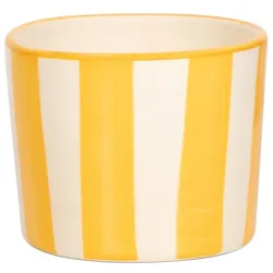Zafferano Lido Set aus 2 gelb gestreiften Trinkgläsern: Handwerkskunst aus Civita Castellana, elegantes Design für Getränke und Desserts, 2-teilig, Gelb