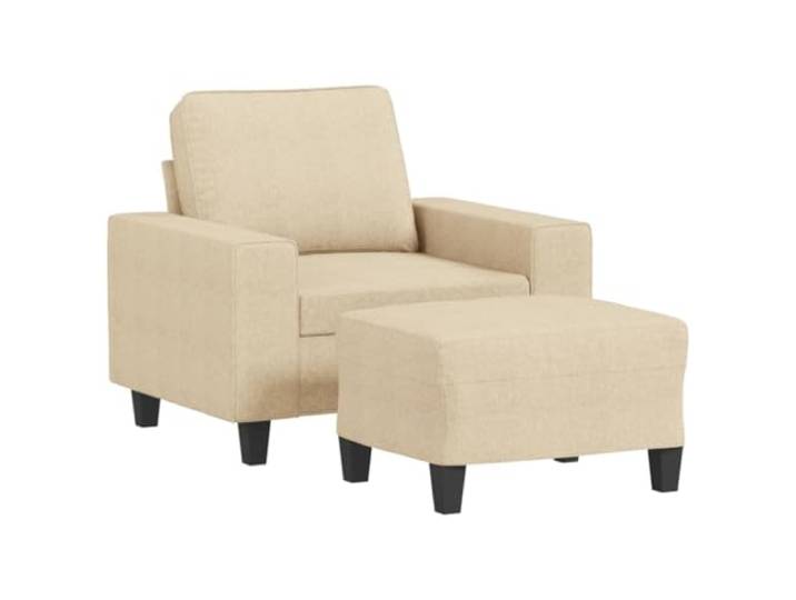 GHVBNMF Sessel mit Hocker 2-Set Relaxsessel Polstersessel Stoff Creme Gemütliches Fernsehsessel Set mit Fußhocker aus Polsterstoff in Creme für Wohnzimmer, Lesen und Entspannen bis 110 kg