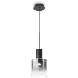 Pendelleuchte aus Rauch-/Spiegelglas, Serie 6664, moderne Deckenleuchte, GU10-Fassung, max. 35 W, Durchmesser 20 cm, höhenverstellbar – Perenz