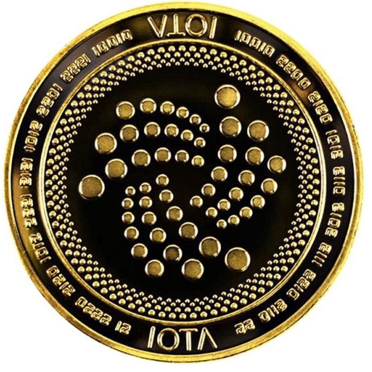 New Age Devi Iota Cryptomunt Souvenir - Goudkleurige Verzamelaarsmunt van RVS