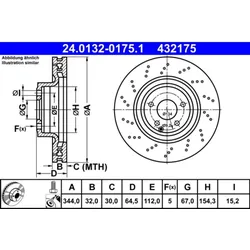 Bremsscheibe ATE 24.0132-0175.1 (2 Stk.) für Mercedes-Benz SLK E