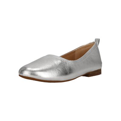 Ballerina CLARKS "Fawna Soft", Damen, Gr. 37, silber (silberfarben), Leder, Schuhe Ballerina, im coolen Metallic-Look