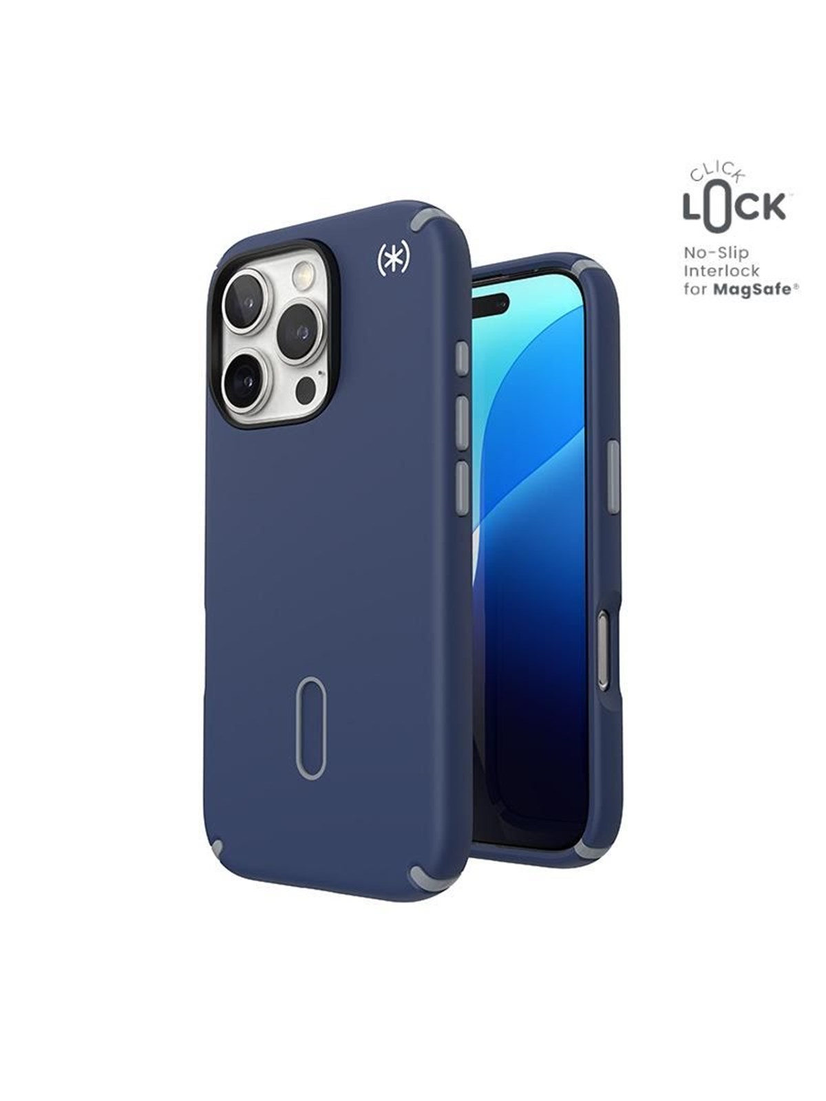 Speck Presidio2 Pro ClickLock & MagSafe - iPhone 16 Pro Case - Coastal Blue / Dust Gray / White