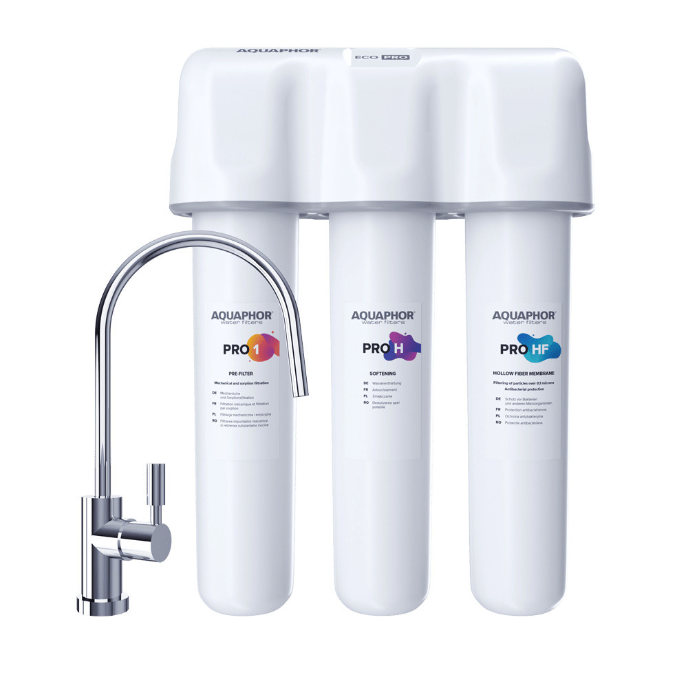 Aquaphor Eco Pro H Trio drinkwaterfiltersysteem met uitloopkraan, waterontharder en ultrafiltratie