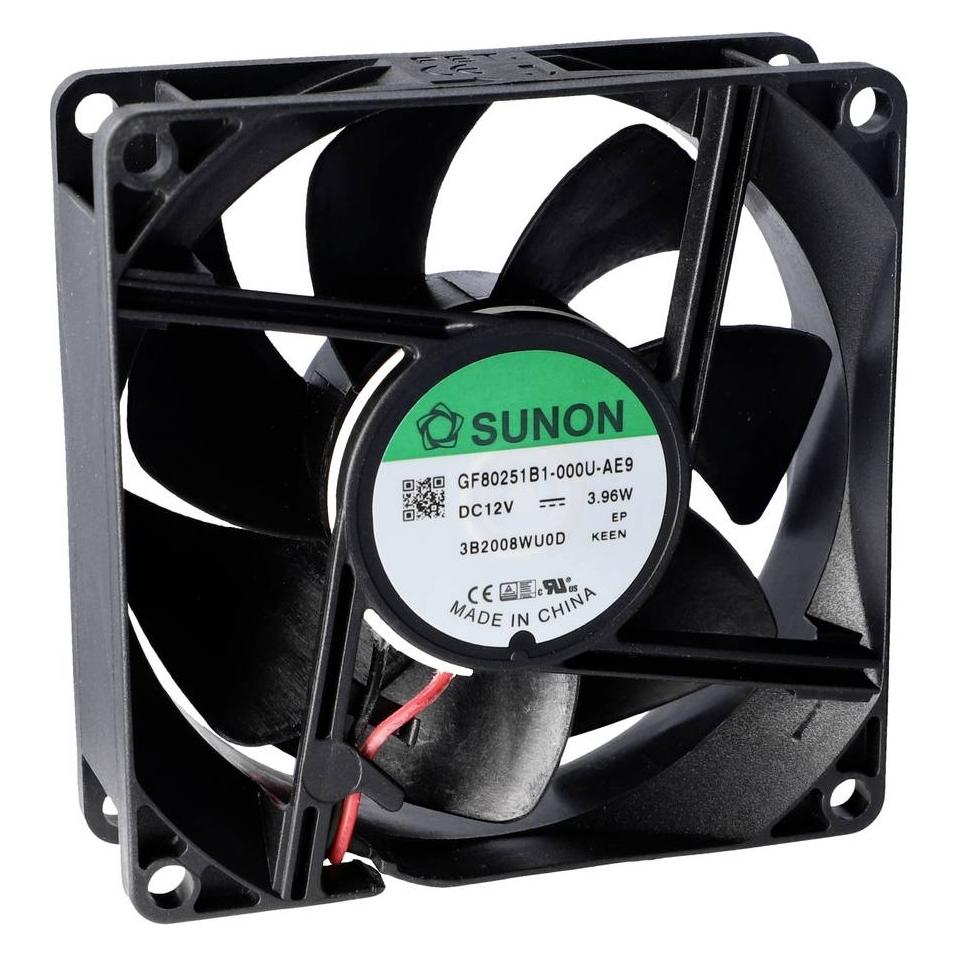 Sunon Lüfter 12V 80x25 K 90m³/h 44.5dBA IP68 (80 mm, 1x) (GF80251B3-000U-AE9)