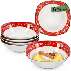 Sänger Geschirr Müslischalen Set Bilgola Christmas Design, Schüssel + Schale, Weiss