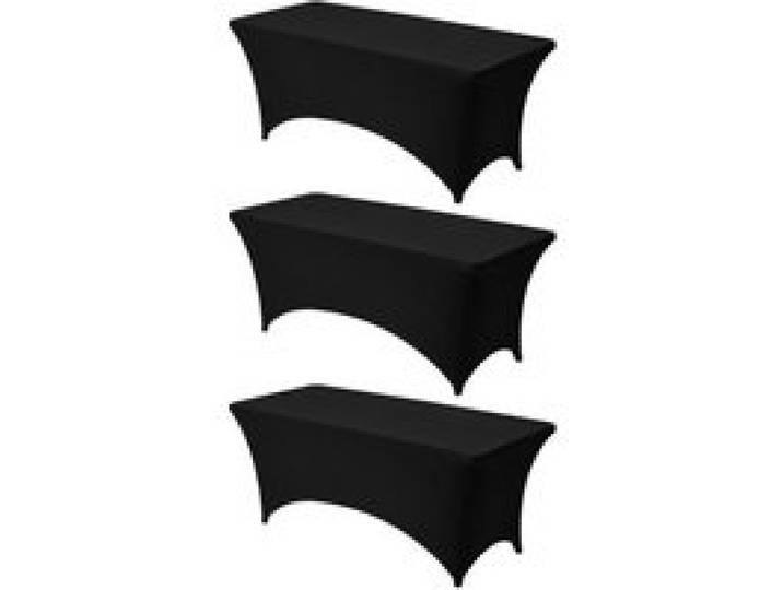 VEVOR 3 x Stretch Spandex Tischdecke Tischwäsche (rechteckig) geeignet für 1829 mm Tische, waschbarer knitterfreier Tischdeckenschutz, Tischtuch für Partys Hochzeiten Bankette Festivals, Schwarz