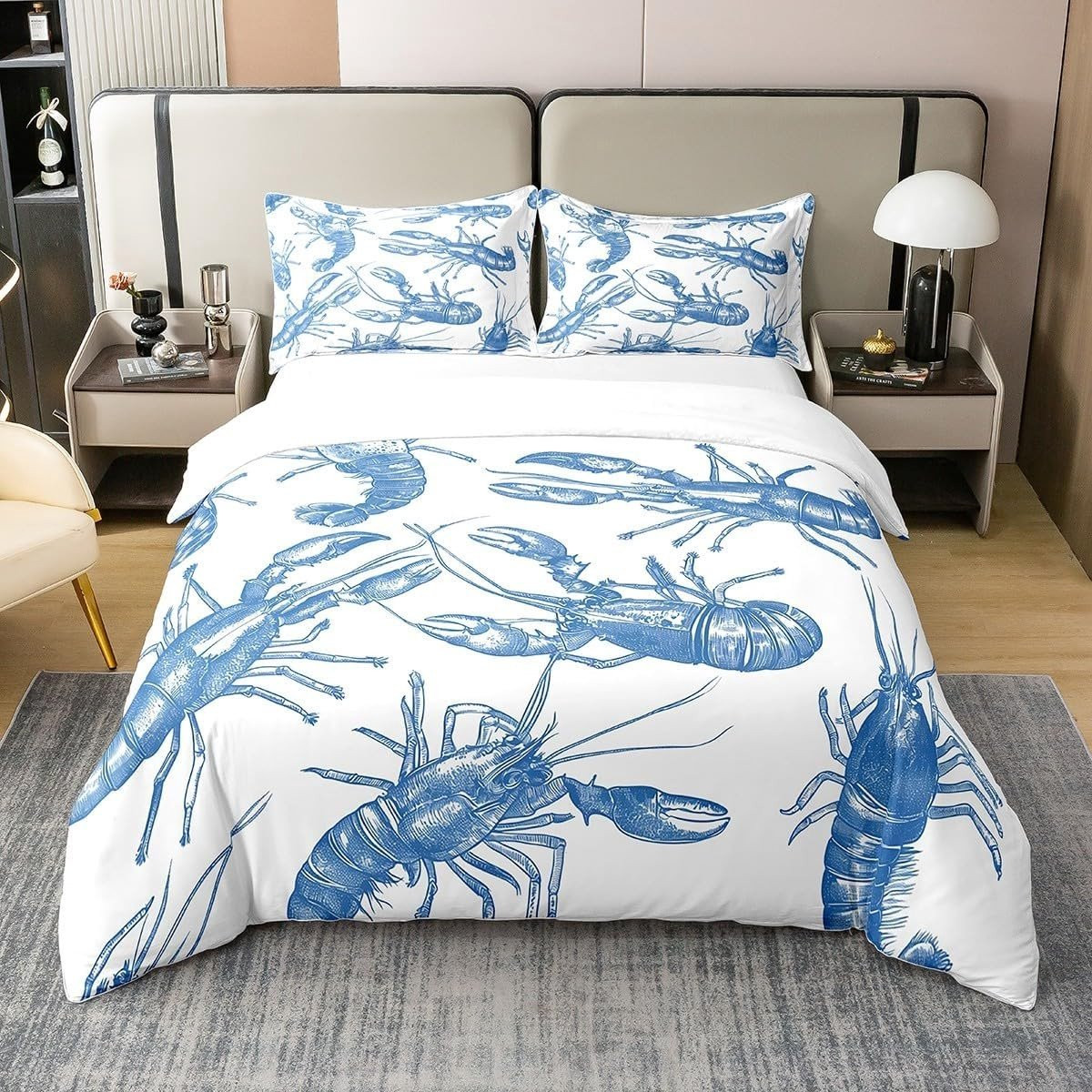 Dekbedovertrek Set voor Kinderen 100% Katoen Onderwater Oceanen Dieren Marineblauw 200 x 200 cm