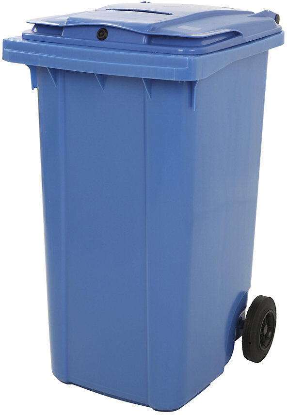 kaiserkraft Mülltonne mit Einwurf, 240 l, mit Papierschlitz, abschließbar, blau