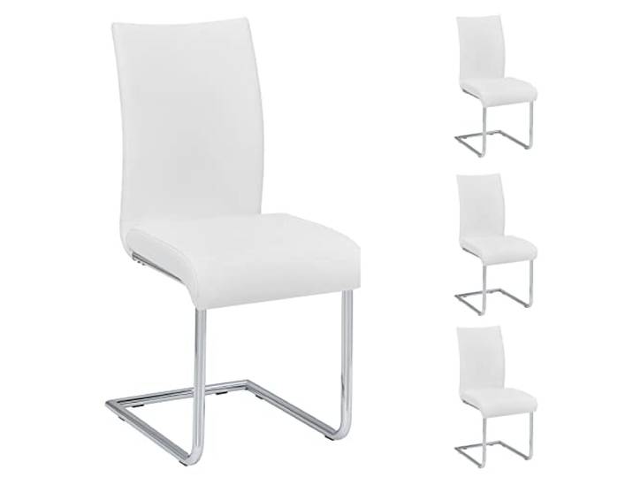 IDIMEX Esszimmerstuhl Schwingstuhl ALADINO, Set mit 4 Stühlen Chrom/weiß