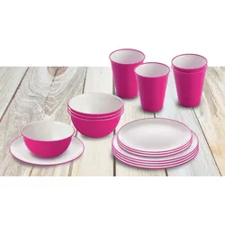 Omada Essgeschirr-Set mit Müslischüssel 16-tlg. fuchsia für 4 Personen